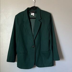 Sag Harbor Women’s 100% Pure New Wool Dark Green Blazer Jacket 12 Office Preppy